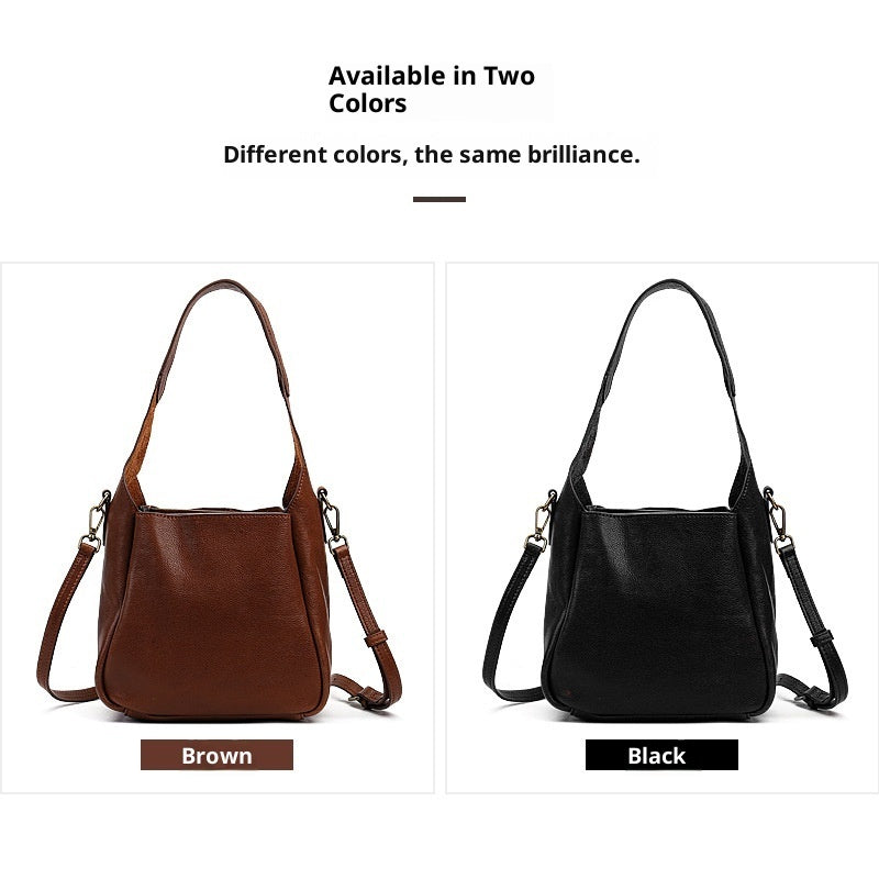 Solid Color Women's Portable Cross-body Bag First Layer Cowhide