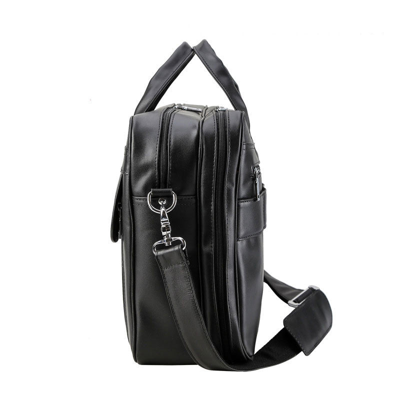 Men's Fashion Large Capacity Leather Handheld Computer Bag