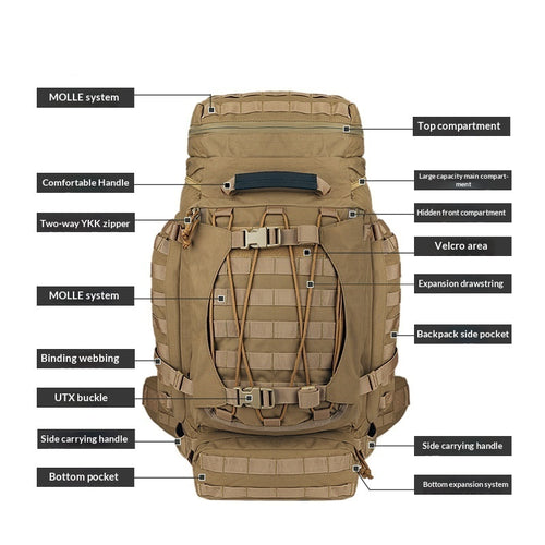 90L Heavy-Duty Large-Capacity Waterproof Dustproof Breathable Expedition Outdoor Travel Tactical Backpack