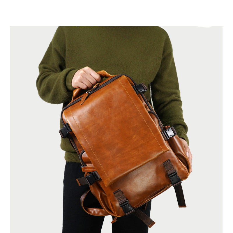 Men's Fashion Handmade Leather Business Backpack